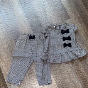 First Impressions Black & White Plaid Girls Two-Piece Bottoms Set